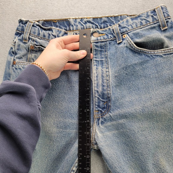 Levis 505 Vintage Orange Tab Jeans Mens 34x32 Light Wash Straight Leg Denim Blue - Picture 4 of 12